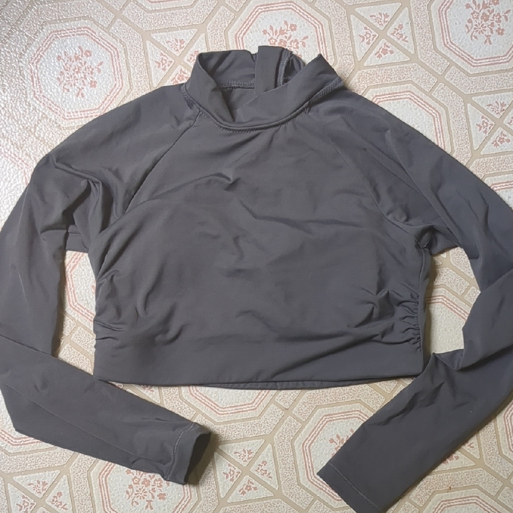 Athleta Charcoal Long Sleeve Rash Guard Swim Top XS